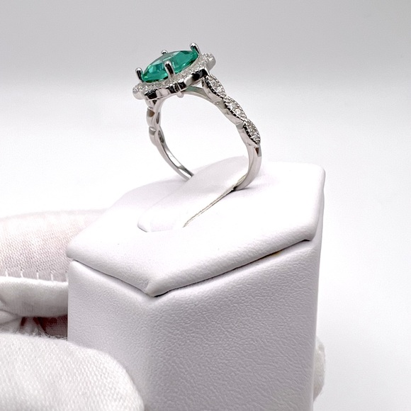 Sterling Silver Simulated Paraiba Tourmaline CZ Ring - Picture 9 of 17